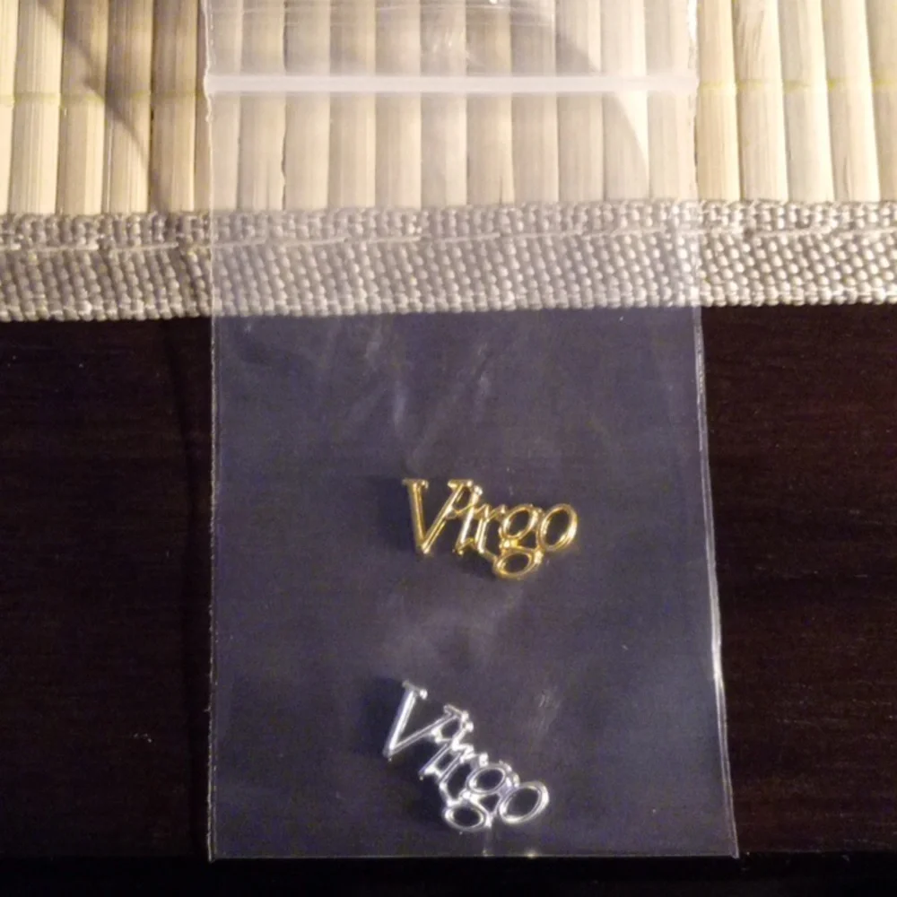NEW VIRGO ZODIAC GOLD  &  SILVER TONE 3D METAL NAIL CHARMS (2PCS)